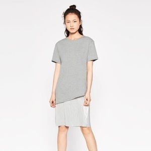 NWT Zara silver metallic tshirt asymmetrical dress